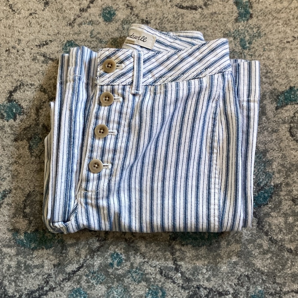 Madewell Emmett Wide-Leg Crop Pants in Stripe Size 23